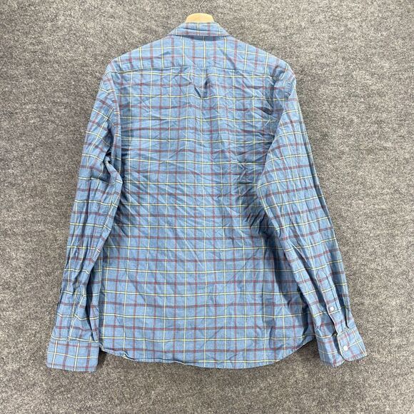J. Crew Shirt Men L Large Blue Plaid Button Up Collared Stretch Long Sleeve - Picture 2 of 8